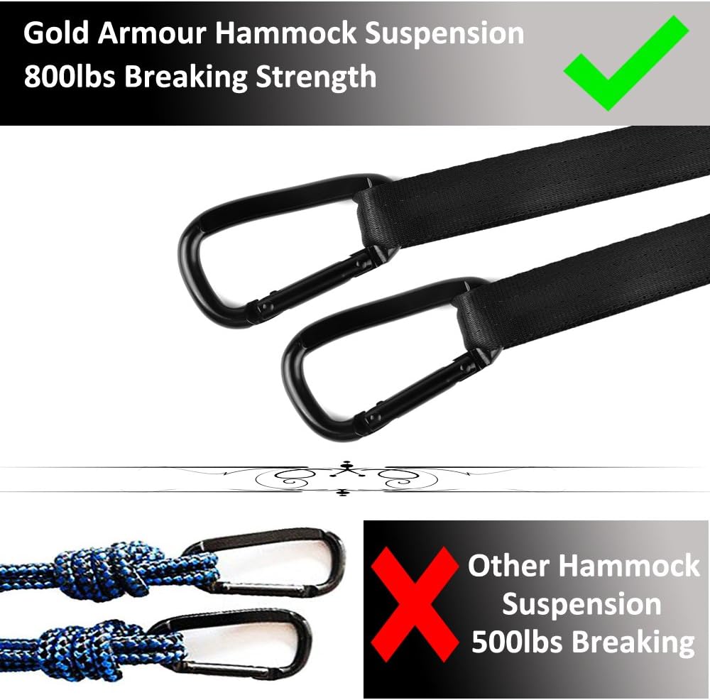 Gold Armour Camping Hammock - XL Double Hammock Portable Hammock Camping Acce...