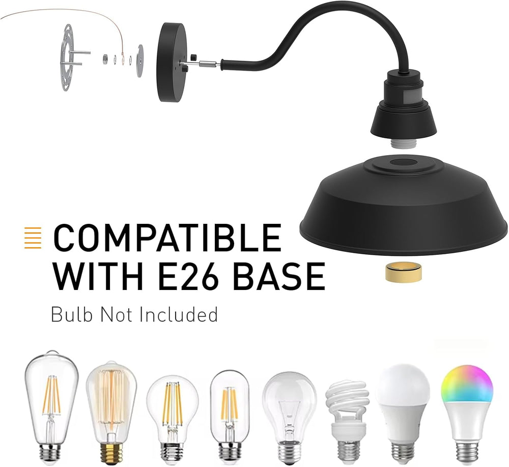 12.4'' Motion Sensor Outdoor Barn Lights, Dusk to Dawn Outdoor Lighti...