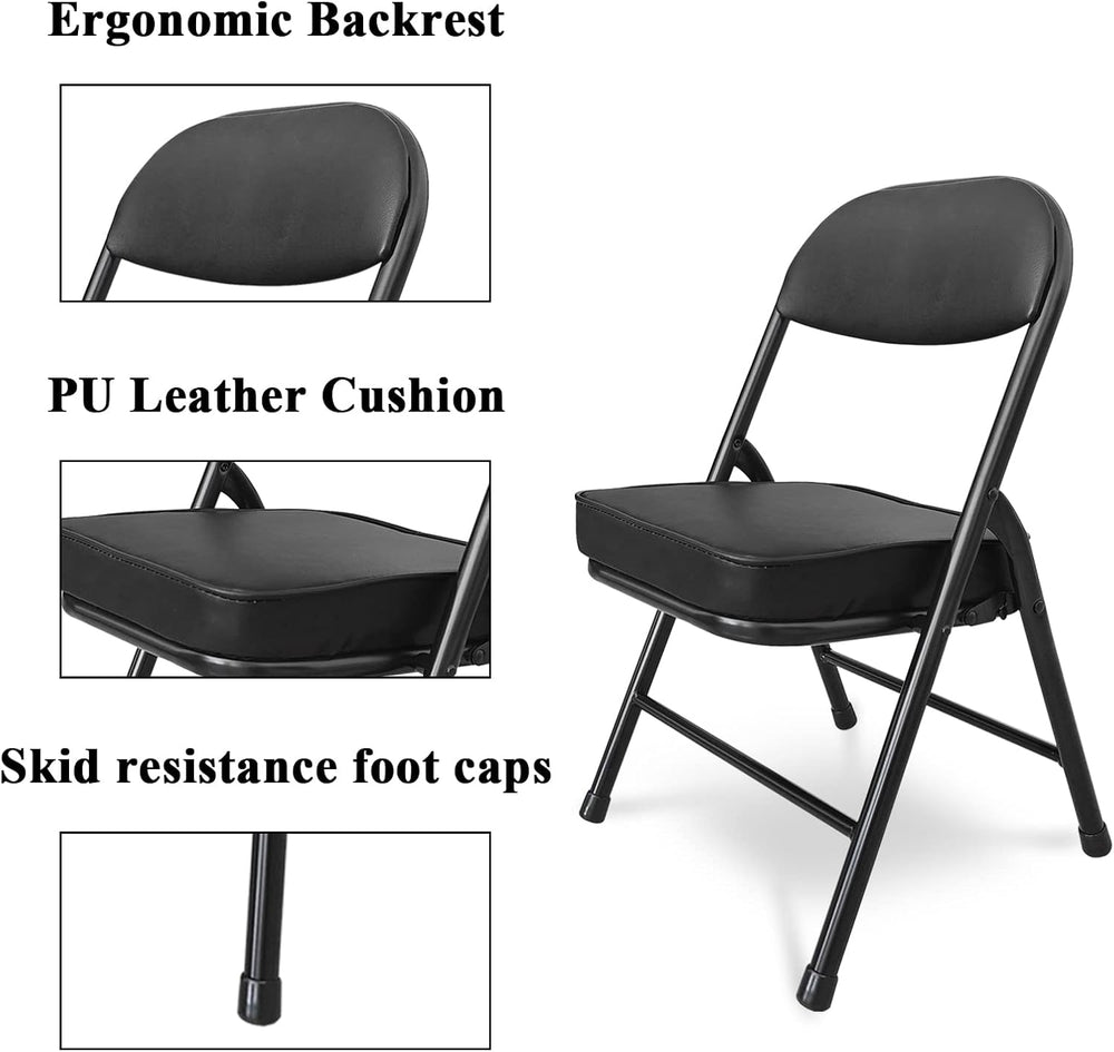 Mini Padded Folding Chair - Black 2 Pack Camping Stool
