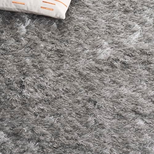 SAFAVIEH Area Rug 5x7 - Paris Shag Collection - Silver, Handmade, Soft Flowin...