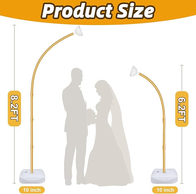 AerWo [Upgraded] Balloon Arch Kit 8.2ft+6ft, Gold Half Balloon Arch Stand wit...