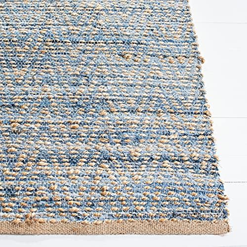 SAFAVIEH Cape Cod Collection Area Rug - 10' x 14', Natural & Blue...