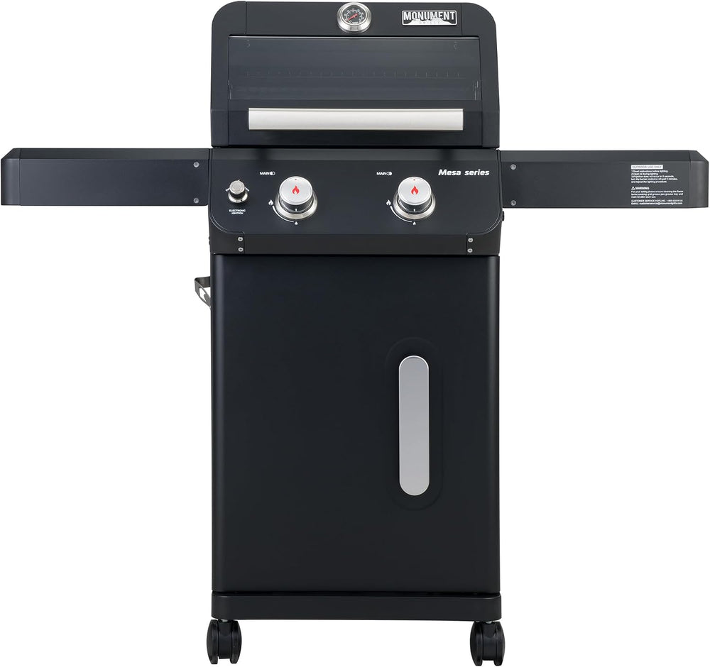 Monument Grills 2-Burner Stainless Steel Liquid Propane Gas Grill, Two Foldab...