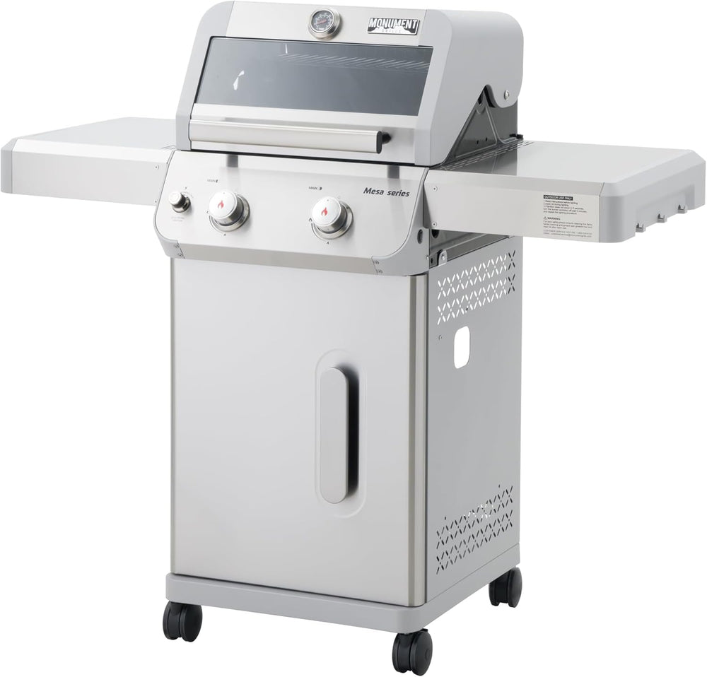 Monument Grills 2-Burner Stainless Steel Liquid Propane Gas Grill, Two Foldab...