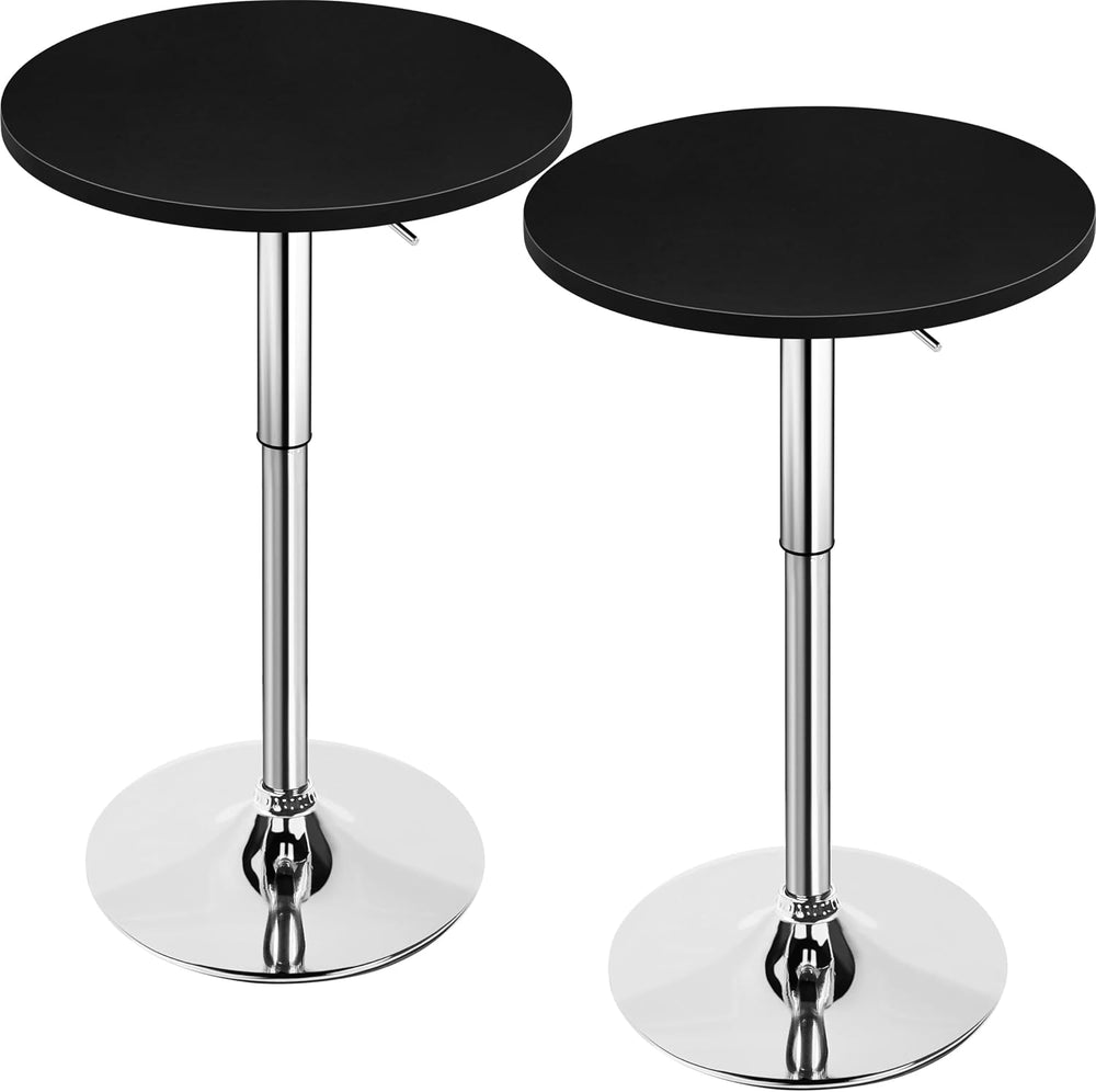 Yaheetech Round Bar Table Set of 2, Adjustable 27.5-36" Height, Black