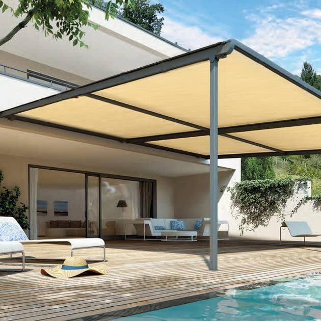 Shatex 90% Sun Shade Fabric, 8x16ft Sun-Block Net Mesh Shade with Clips for P...
