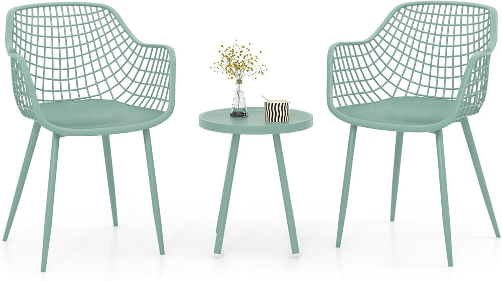 Tangkula 3 Piece Patio Bistro Set, All Weather Heavy Duty Table and Chairs Se...