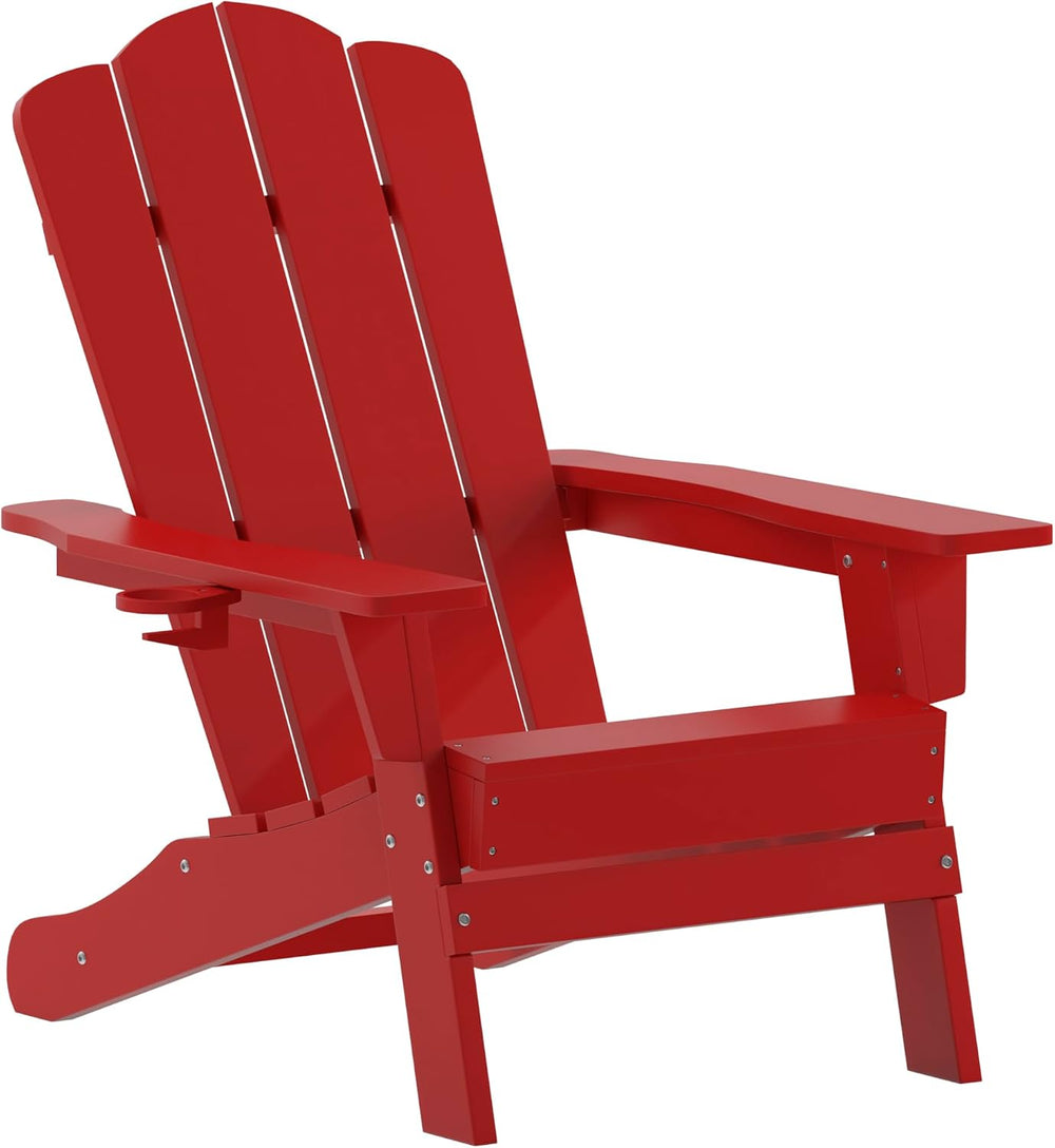 Taylor + Logan Nellis Adirondack Chair with Cup Holder, Weather Resistant HDP...