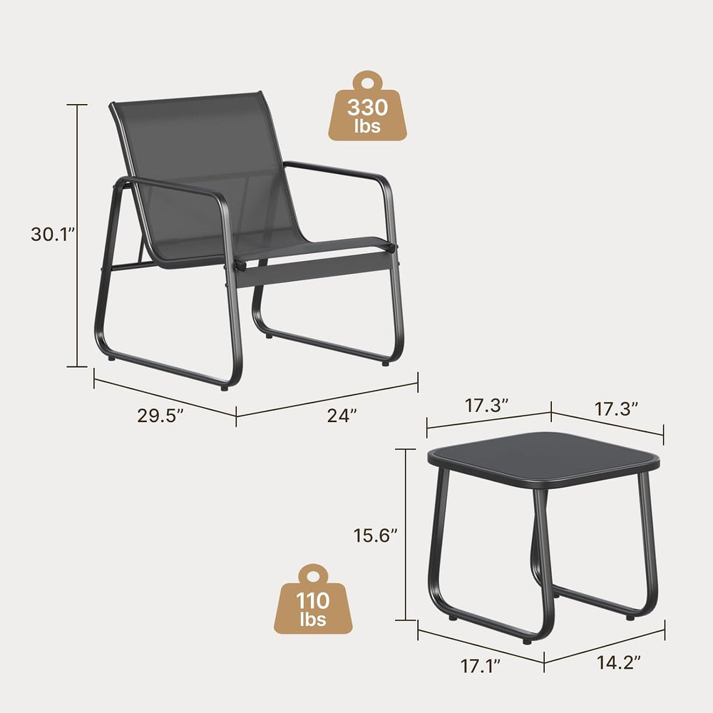Gizoon Patio Chair Set of 2, Patio Bistro Set, Outdoor Patio Furniture Set