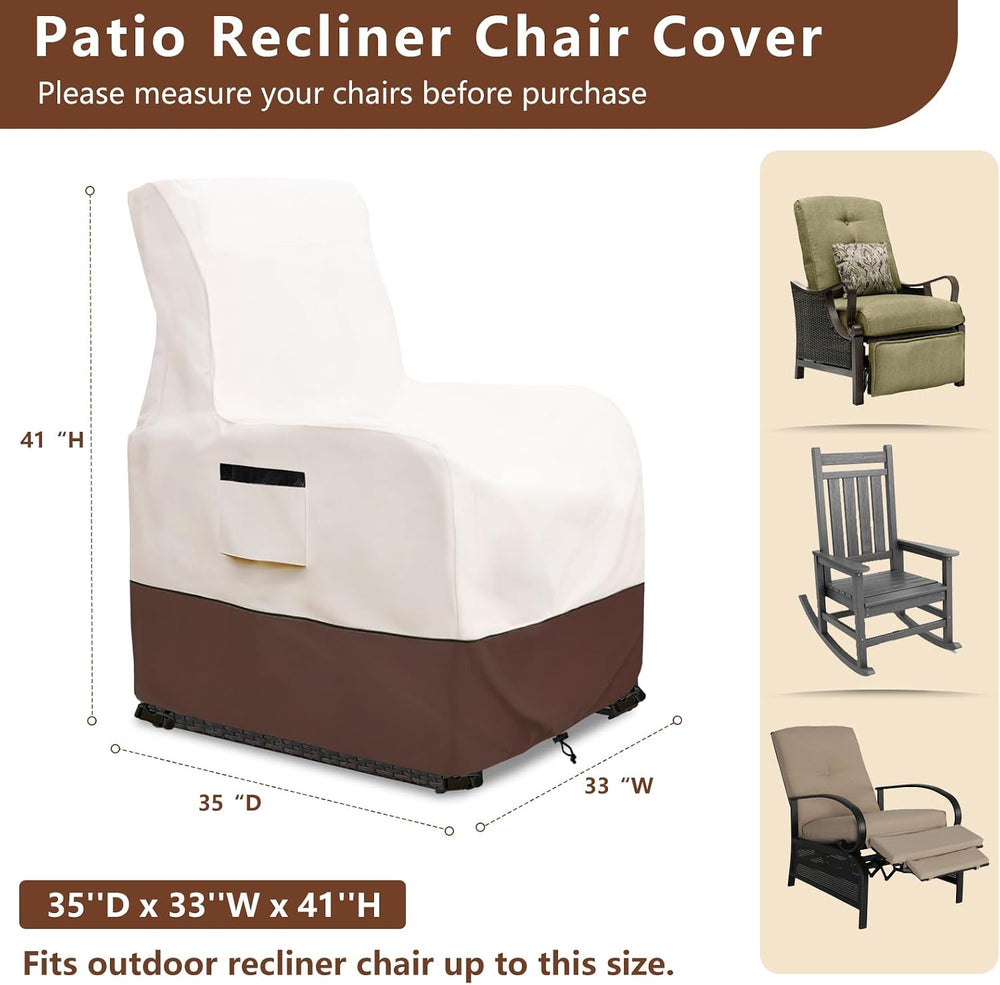 Outdoor Recliner Chair Cover,600D Heavy Duty Waterproof Patio Chair Covers,Ou...