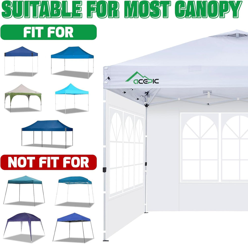 ACEPIC 10x10 Church Window Sidewalls for Canopy,White(3PCS No Frame or Top)