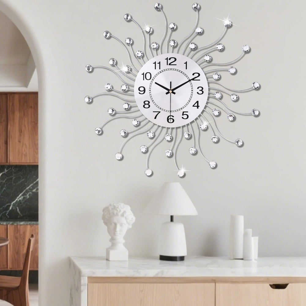 SIN&MI Large Wall Clock for Living Room Decor,Quiet Metal Quartz Clocks M...