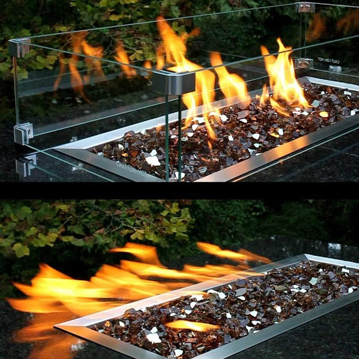 MESIDA 23.5"x23.5"x6" Fire Pit Glass Wind Guard, Tempered Glass Firepit Table Shield, Thick and Sturdy, with Hard Aluminum Corner Bracket