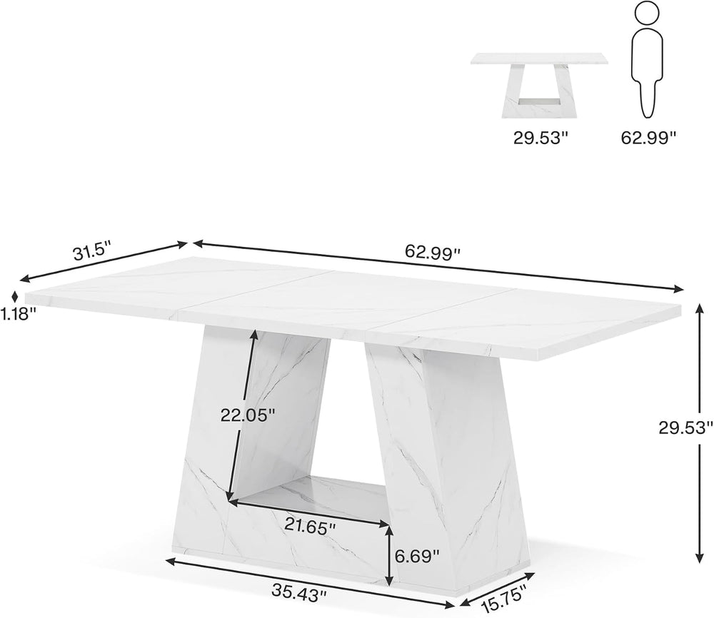 Tribesigns Dining Table for 4 to 6 People, 63" Rectangular Dining Room T...