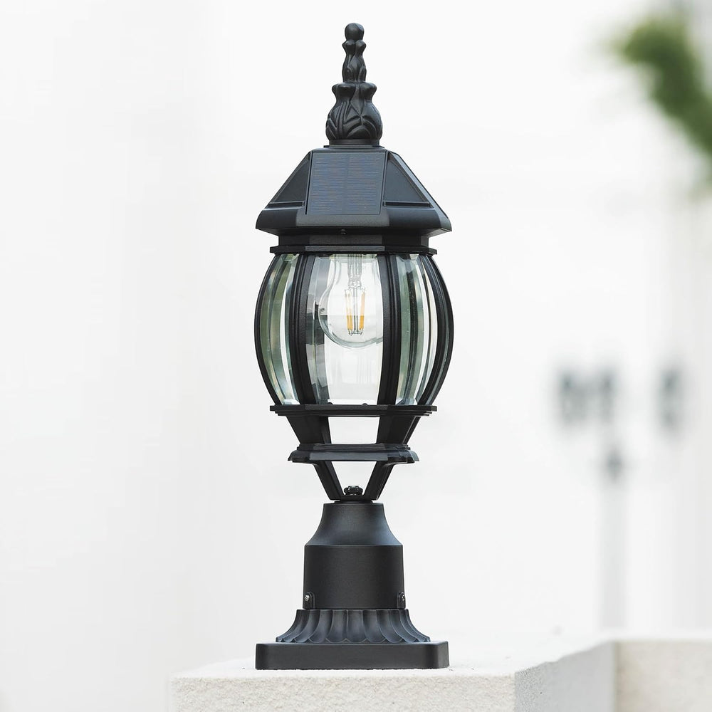 LUTEC Solar Post Light With Pier Mount Base, Dusk to Dawn Aluminium Lamp, Ext...