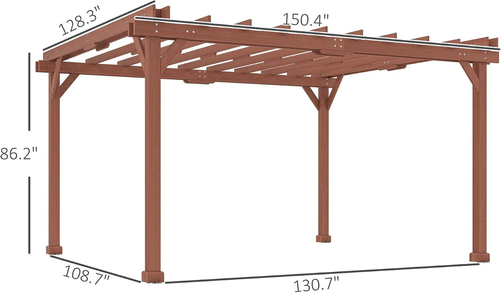 Outsunny 11' x 12.5' Outdoor Pergola, Wood Pergola Gazebo Grape Trellis