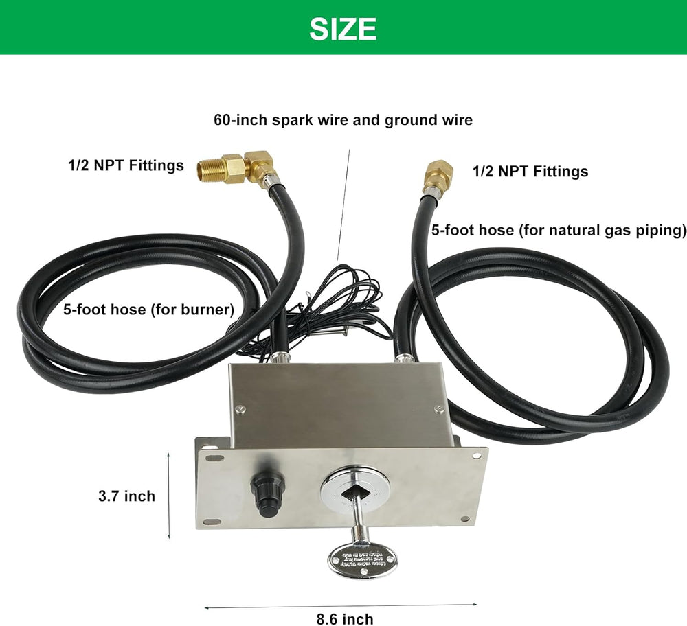 All-in-One Natural Gas Fire Pit Ignition System Kit, Outdoor DIY Fire Pit Acc...