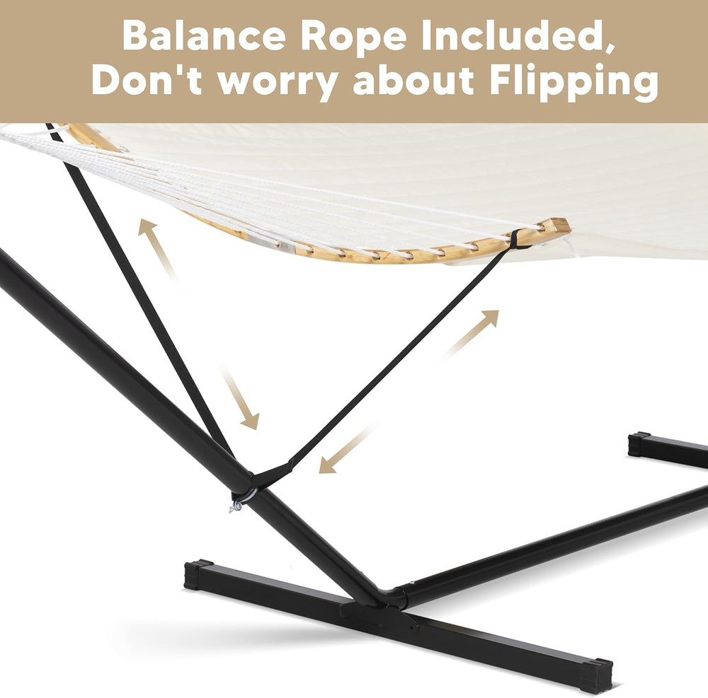 SUNCREAT Portable Outdoor Hammock with Stand, Canopy, Beige