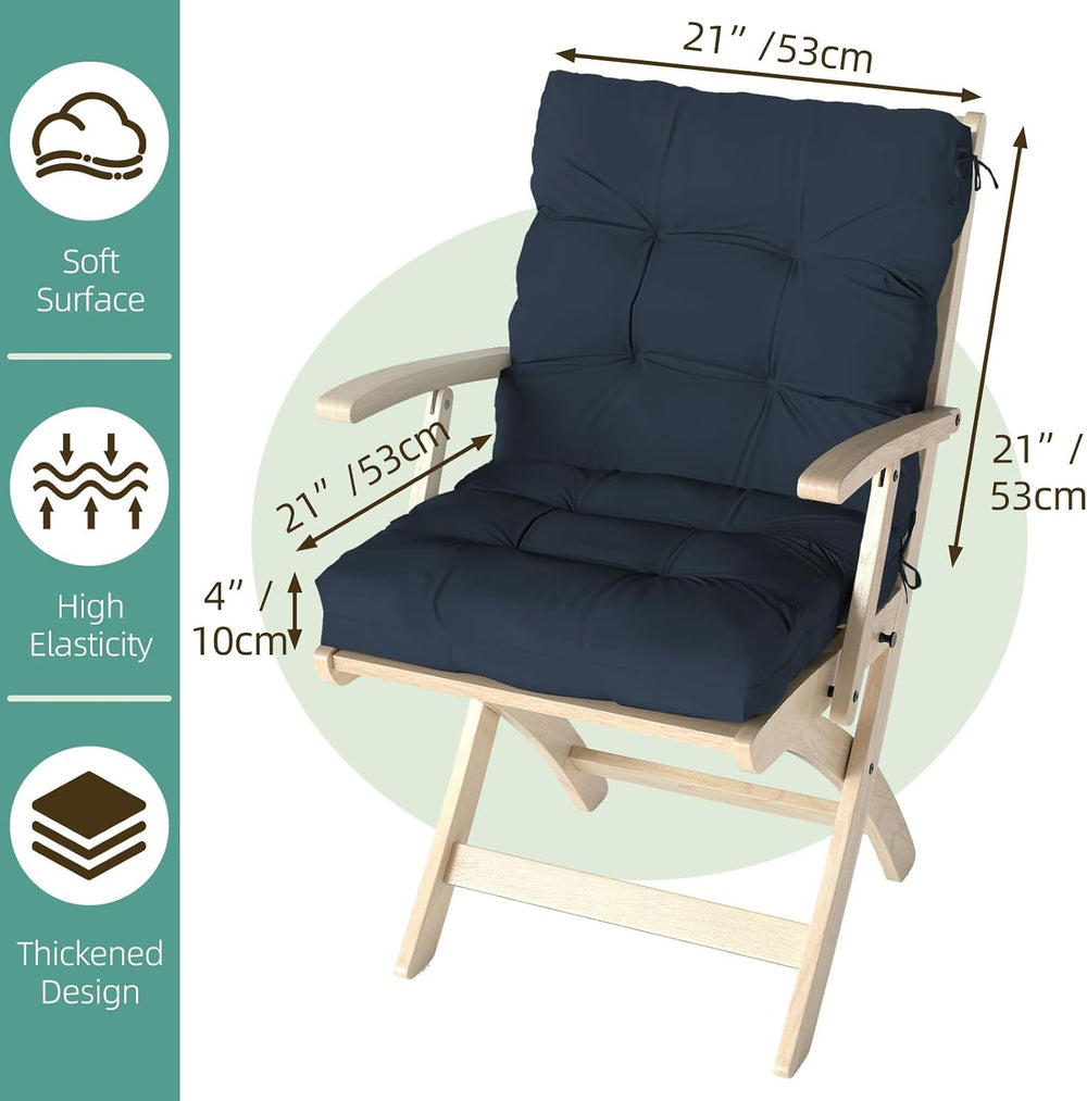 Outdoor Chair Cushions 42x21x4 Inch Set of 2, Dark Blue