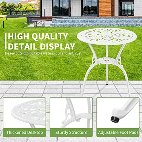 Patio Bistro Sets, Cast Aluminum Bistro Table and Chairs Set of 2 with Umbrel...