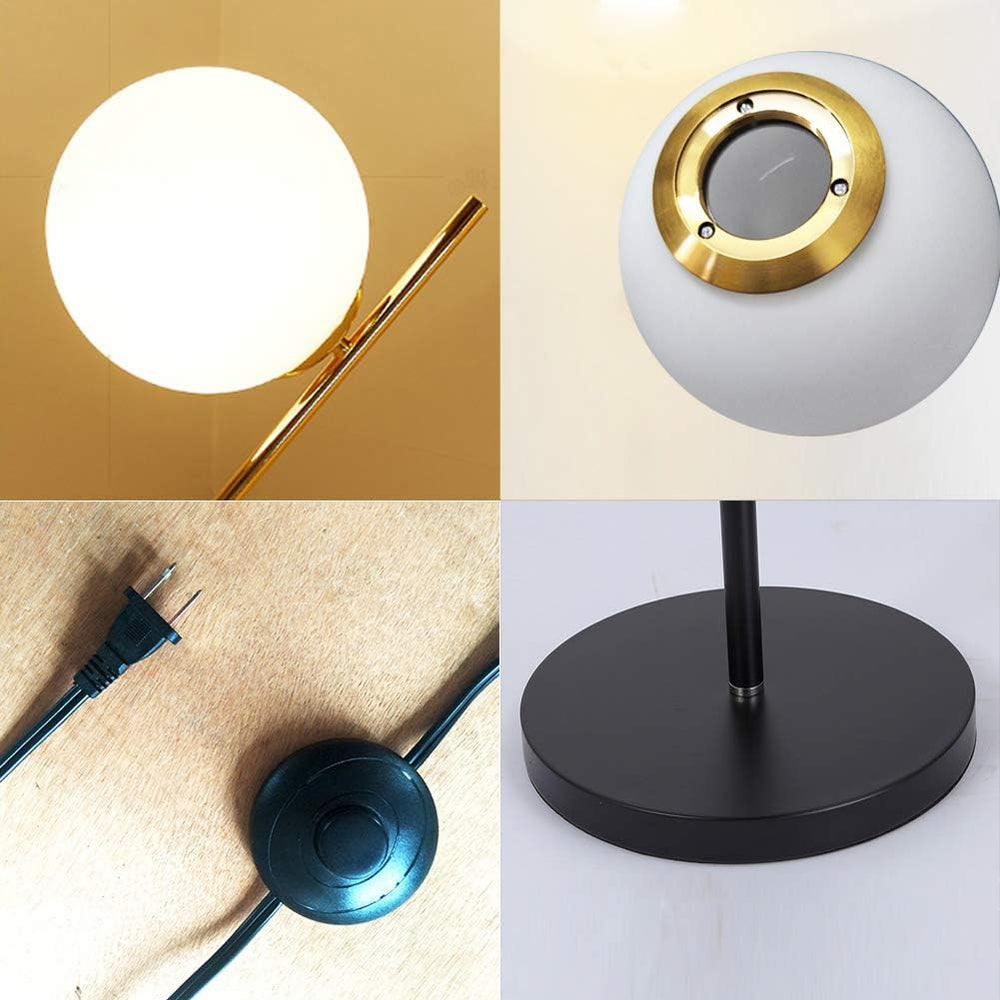 Hsyile Lighting KU300208 Modern Style Two Milky White Glass Orbs and Brass Fi...