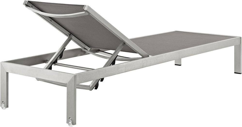 Modway Shore Aluminum Textilene® Mesh Outdoor Patio Four Poolside Chaise Loun...