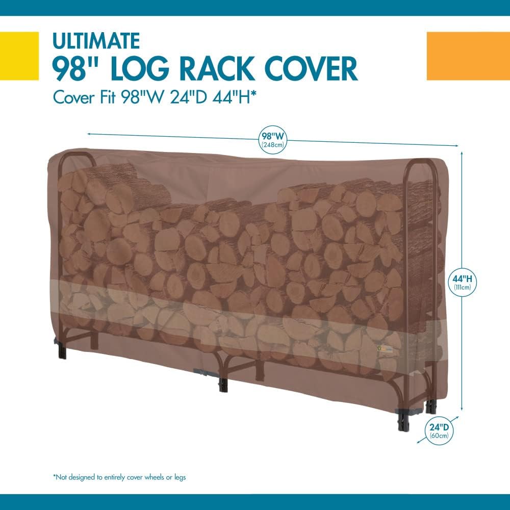 DUCKCOVERS Ultimate Waterproof 98 Inch Log Rack Cover, Outdoor Patio Cover