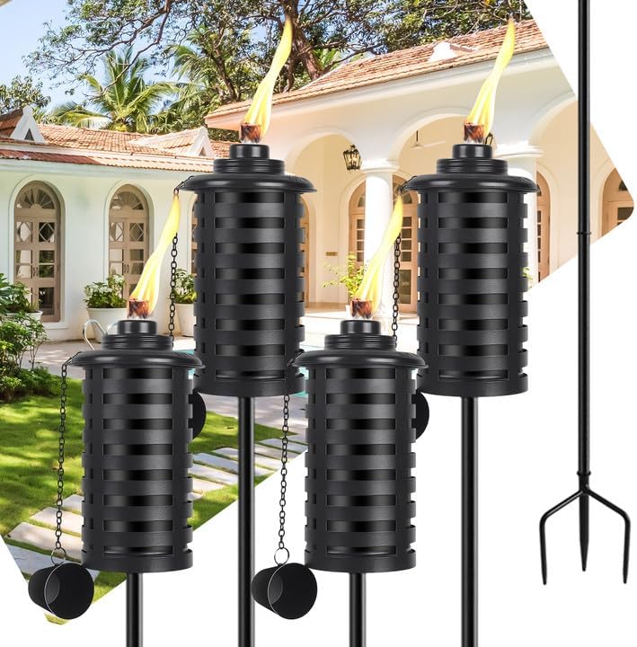 ZSZMFH 4 Pcs Metal Torch for Outside, 16oz Outdoor Metal Torch Garden Décor,5...