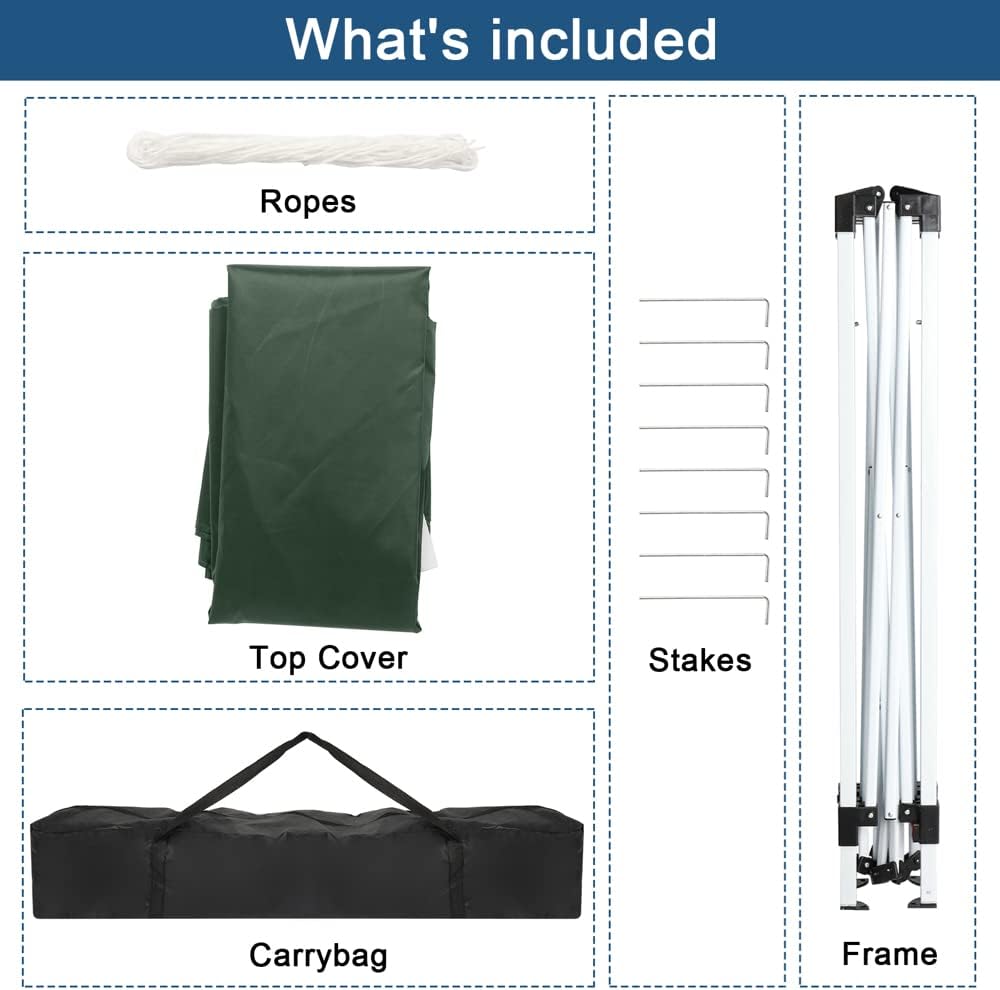 Outvita 6.5x6.5ft Pop Up Canopy Tent with Carry Bag Green