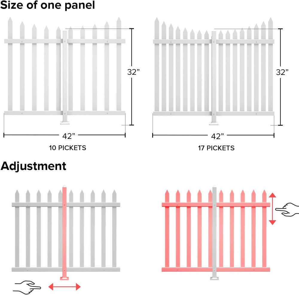 1 Set Vinyl Picket Fence Panels White 84''Wx36''H PVC Decorat...