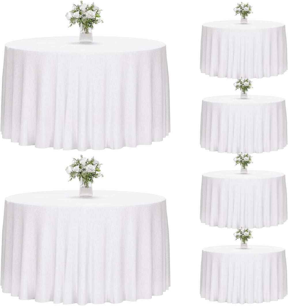 Fixwal 6 Pack 120 Inch Tablecloths Round White Table Cover
