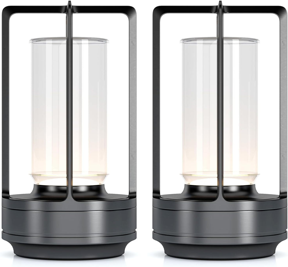 Rechargeable Cordless Small Metal Table Lamp, Stepless Dimming, 3-Color