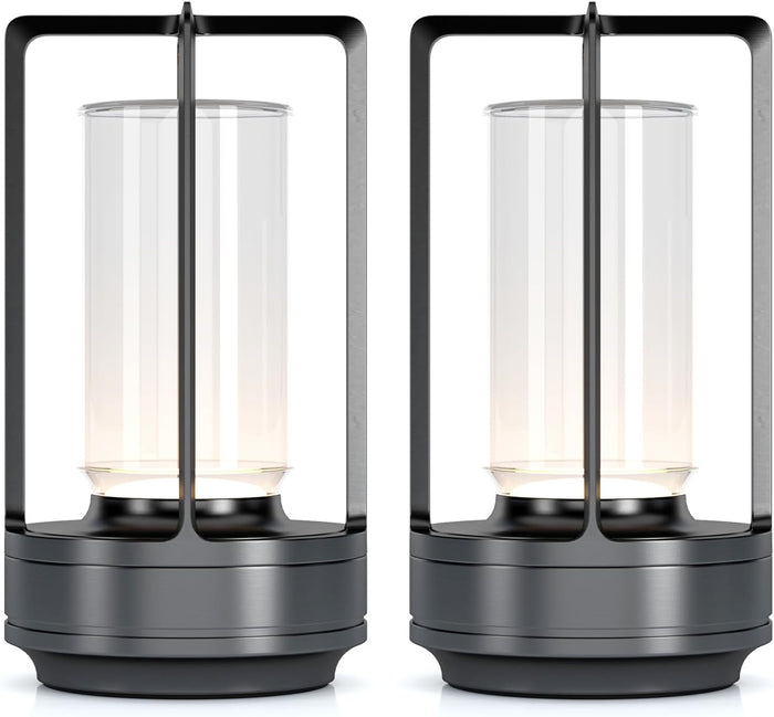 Rechargeable Cordless Small Metal Table Lamp, Stepless Dimming, 3-Color