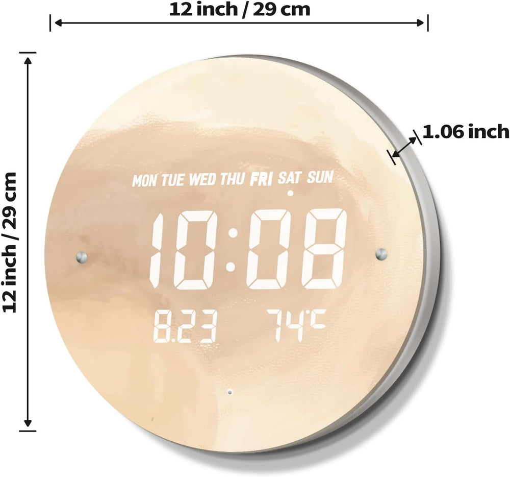 Digital LED Wall Clock for Home & Office, Moon, 12''
