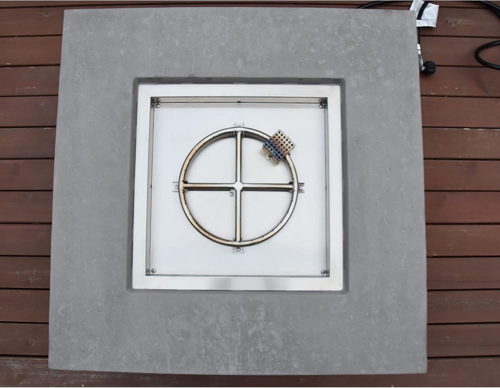 Elementi Manhattan Concrete Fire Pit 36" x 36" Outdoor Patio Firepi...