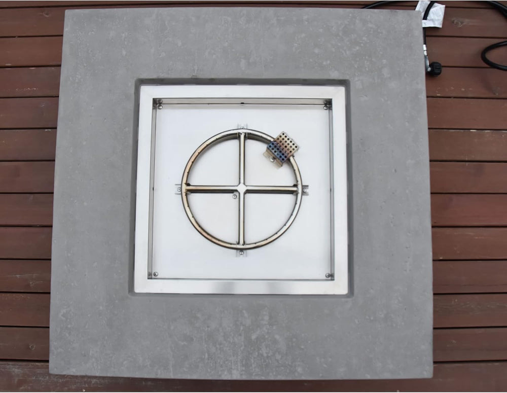 Elementi Manhattan Concrete Fire Pit 36" x 36" Outdoor Patio Firepi...