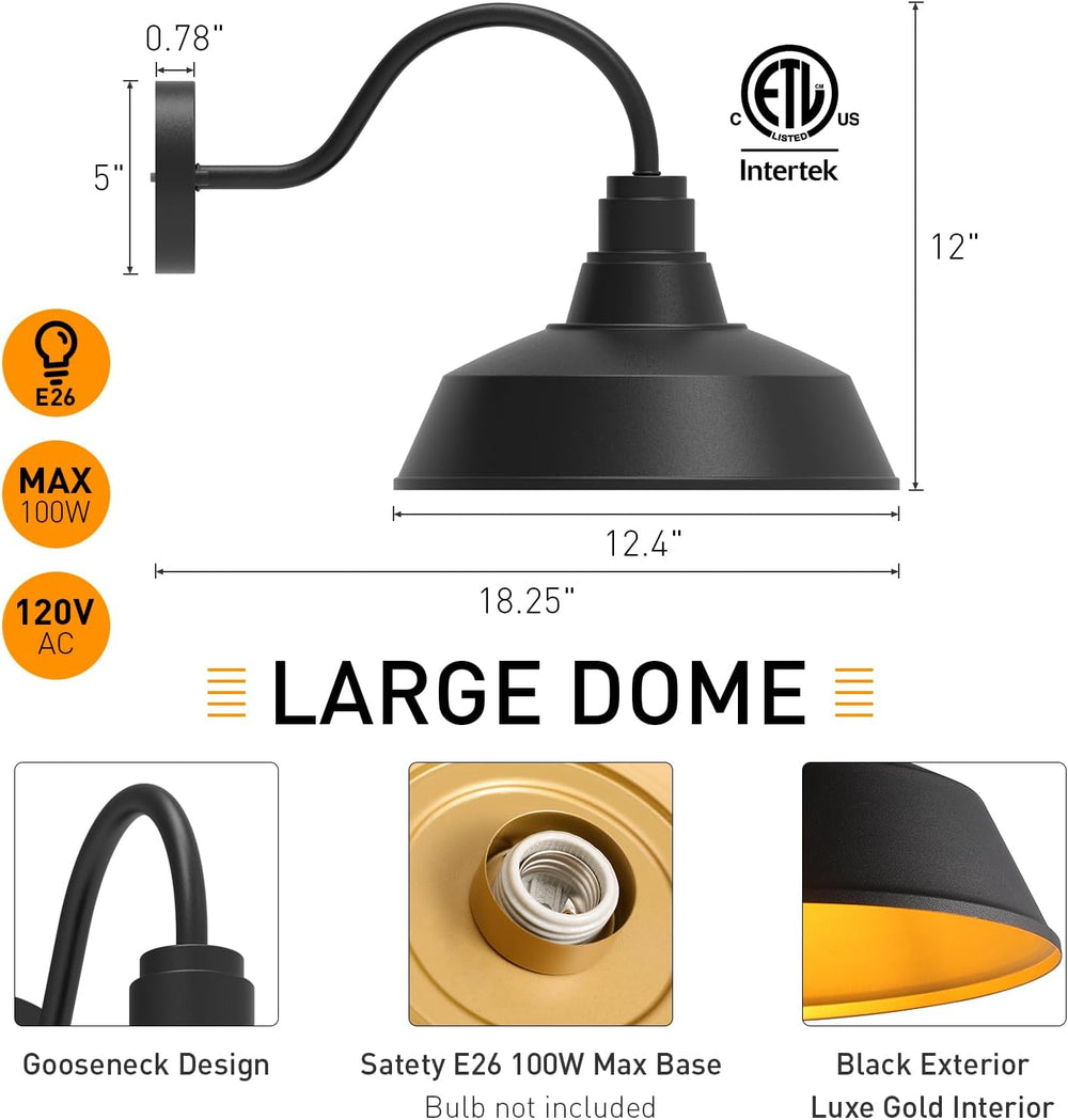 12.4" Barn Light Outdoor Lighting Wall Mount, Farmhouse Outdoor Wall Sco...
