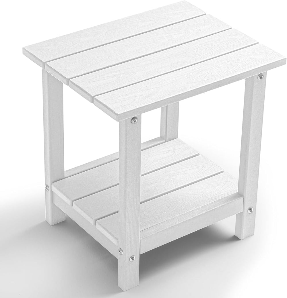 Outdoor 2-Tier Square Side Table, Adirondack Weather Resistant Patio End Tabl...