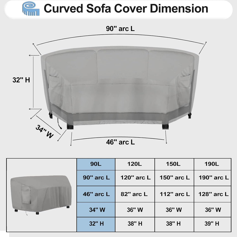 OutdoorLines Waterproof Curved Outdoor Sectional Cover