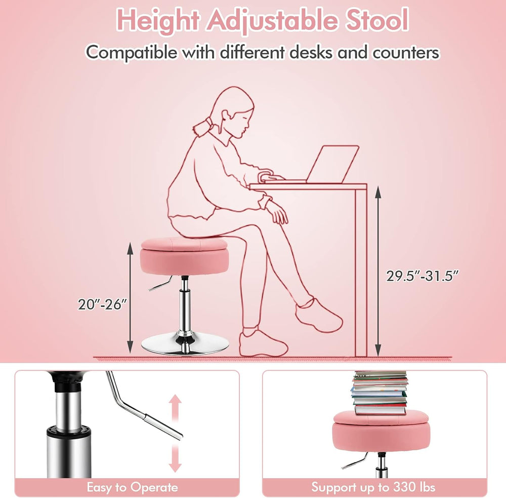 COSTWAY Adjustable Swivel Bar Stool Set of 2, Tufted PU Leather, 20-26 in H, ...