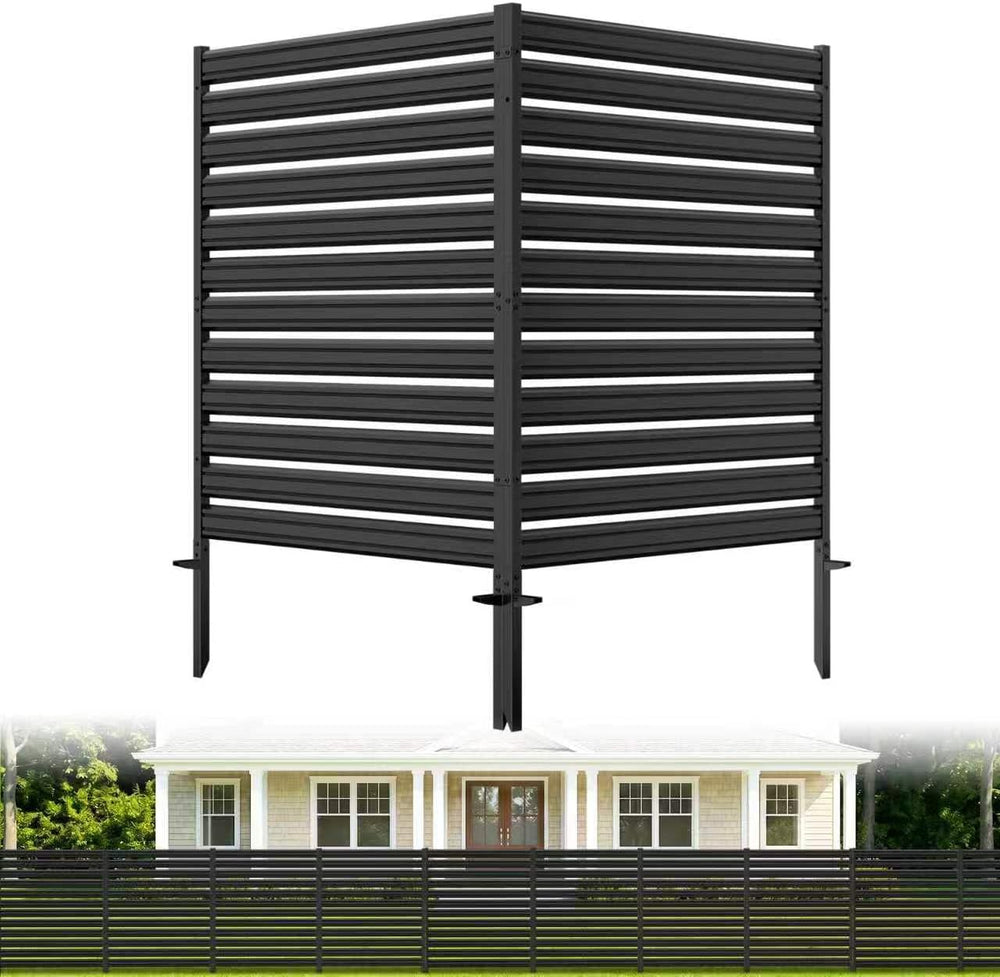 2 Panel No Dig Privacy Fence Screen, 42" H × 38" W Metal Outdoor Ai...