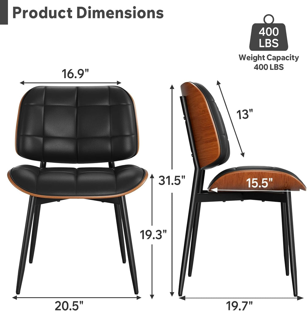 Dining Chairs Set of 2, Mid Century Modern Dining Room Chair, Upholstered Fau...