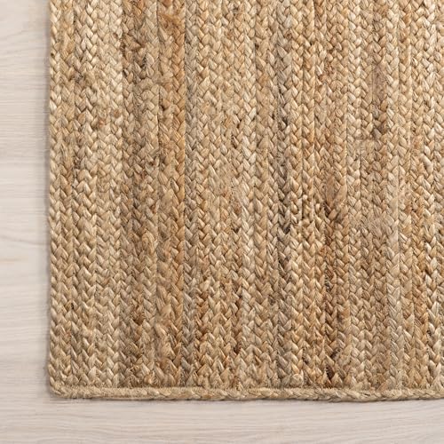 nuLOOM Rigo Natural Solid Flatweave Area Rug, Oval 9' x 12'