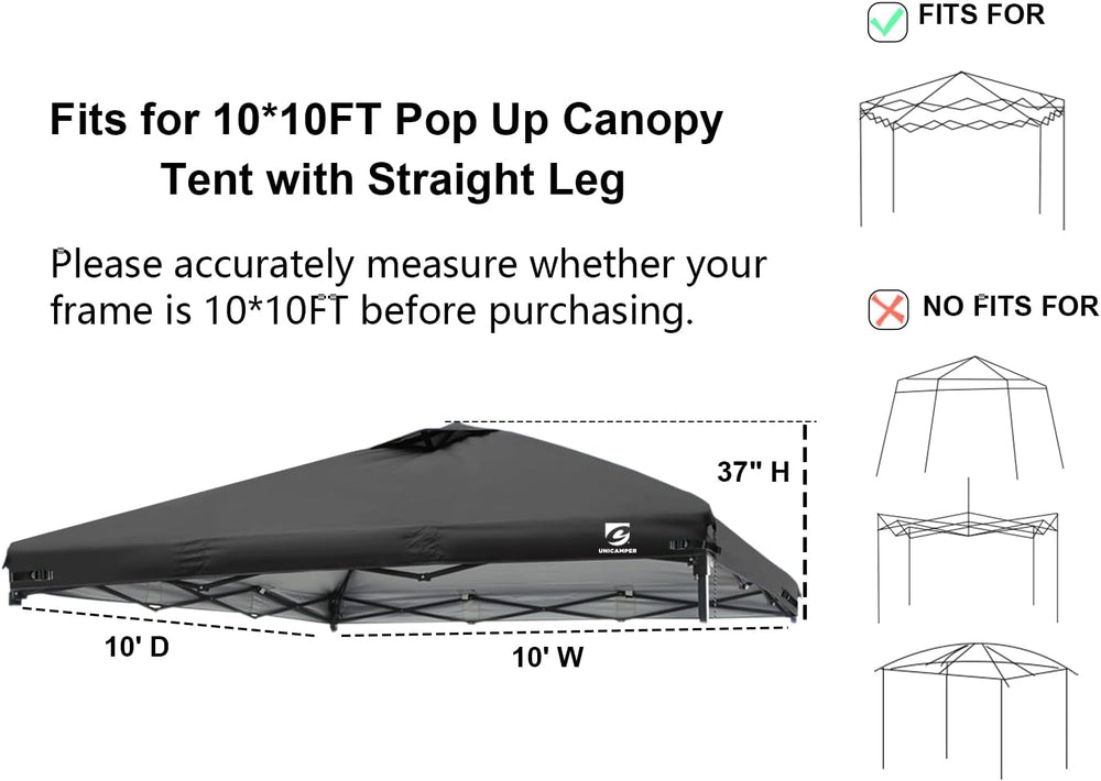 10x10 Pop Up Canopy Replacement Top Cover with Air Vent(Frame NOT INCUDE)