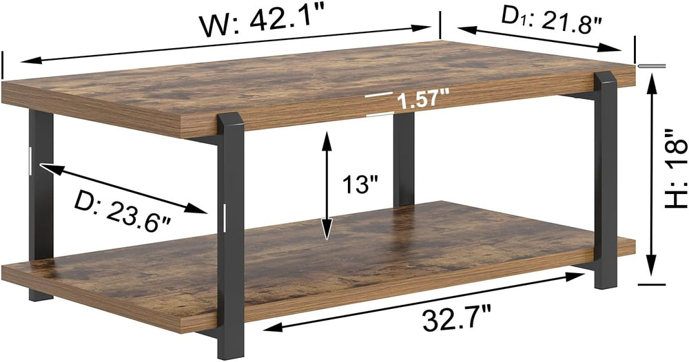 FOLUBAN Modern Coffee Table, Rustic Wood Center Table with Storage for Living...