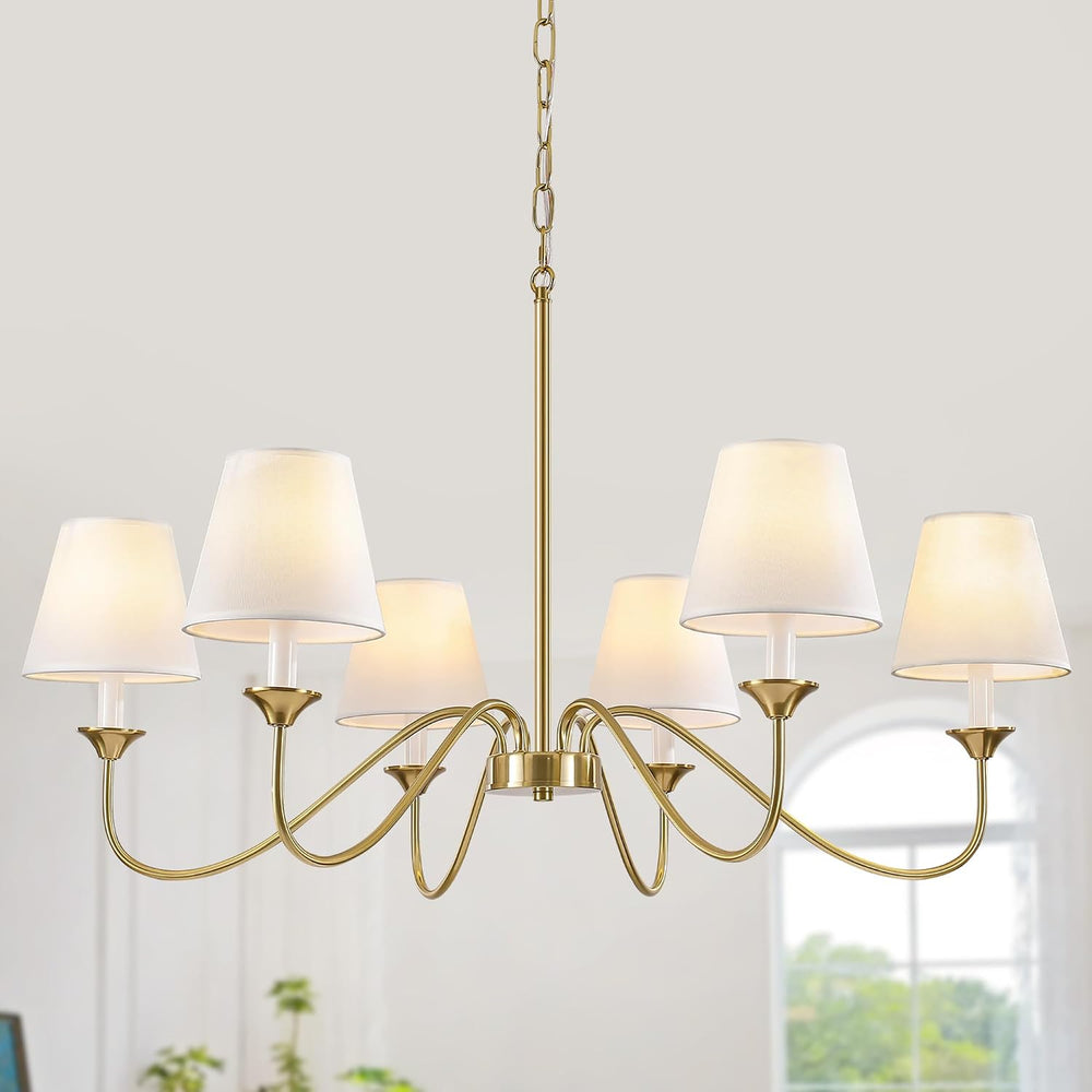 6 Lights Modern Brass Gold Chandeliers for Dining Room, Farmhouse Chandelier ...