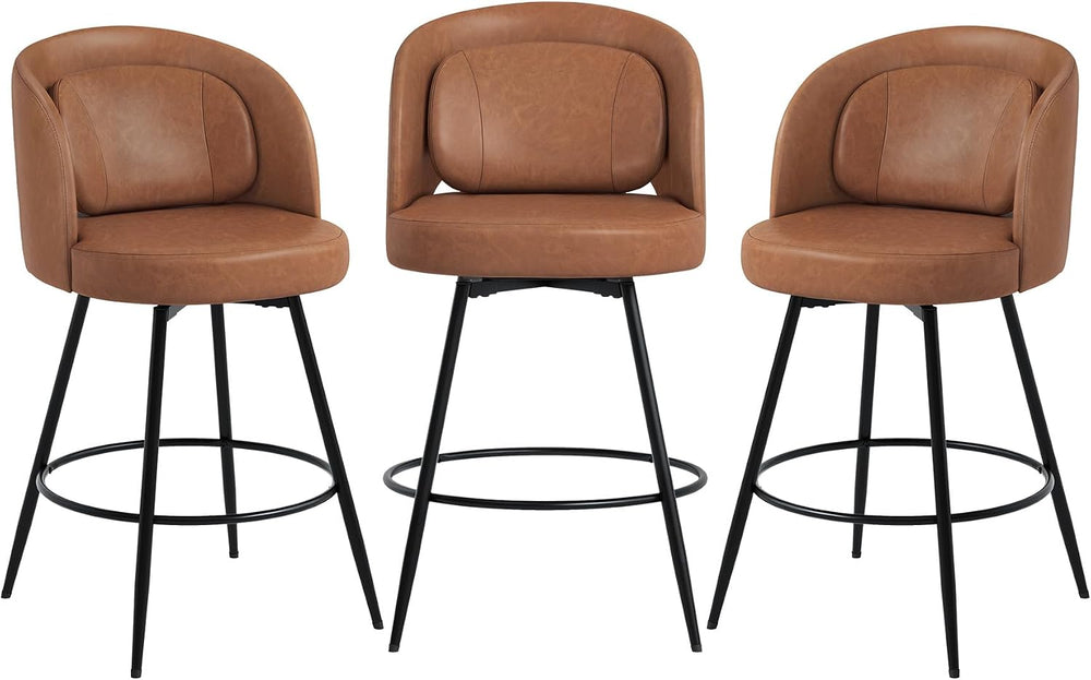 LUE BONA 26''H Swivel Bar Stools Set of 3, Counter Height Bar Stools ...