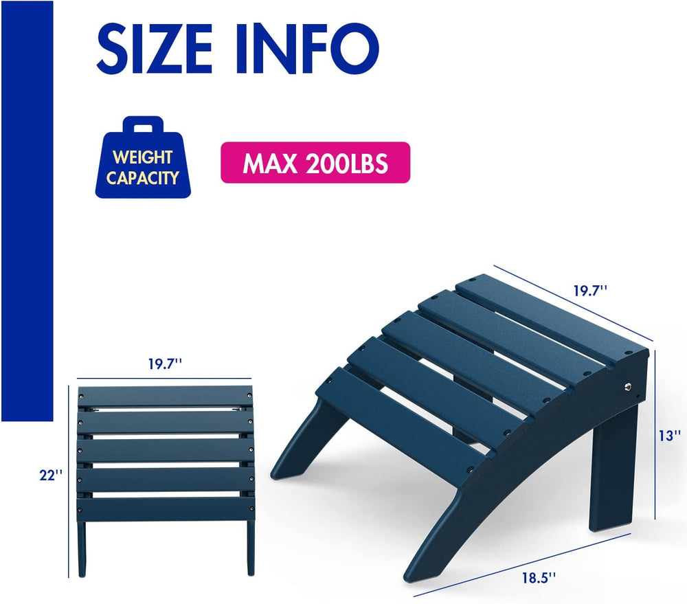 BRIOPAWS Adirondack Ottomans | Folding | Set of 2 | HDPE Plastic | Blue Outdo...