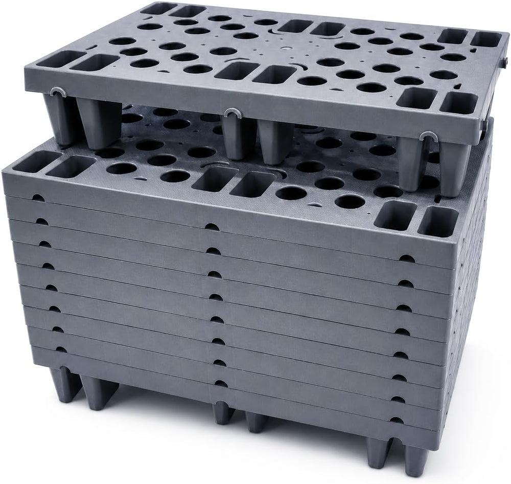 Heavy Duty Plastic Pallets, Grey Interlocking Storage Platforms with Breathab...