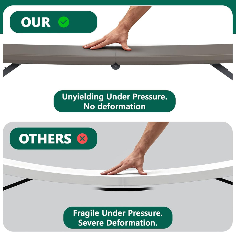 Folding Table 4FT Heavy Duty Plastic Table with Handle, Foldable&Portable...